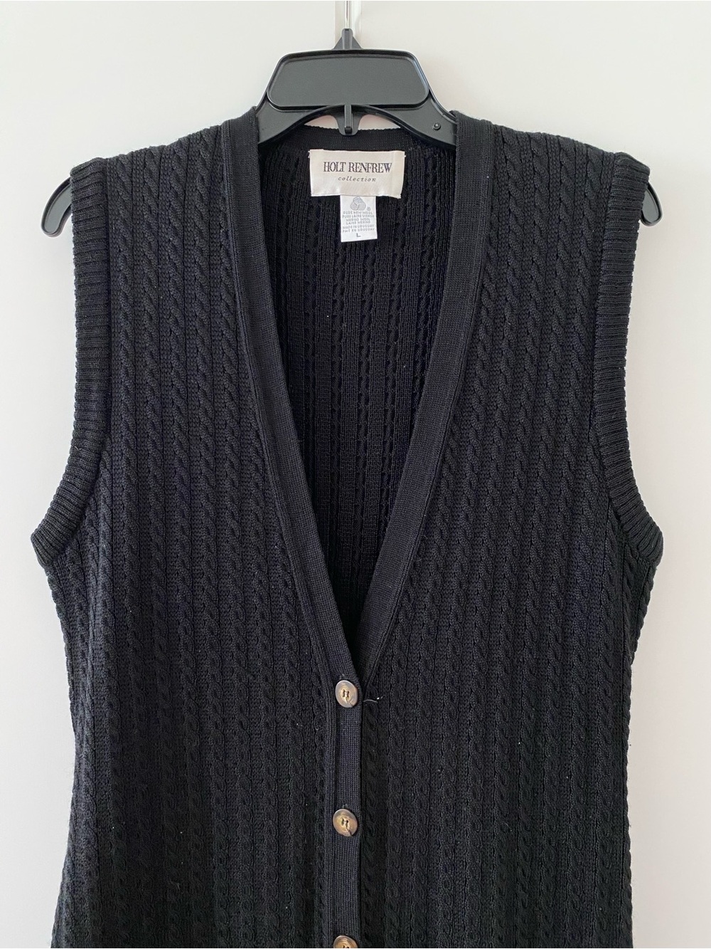 Vintage Holt Renfrew Wool Cable Knit Sweater Cardigan Dress